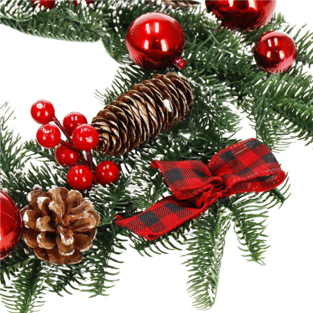 Coronita pentru Craciun, 50 cm, din brad artificial 3D, cu conuri, verde [3]