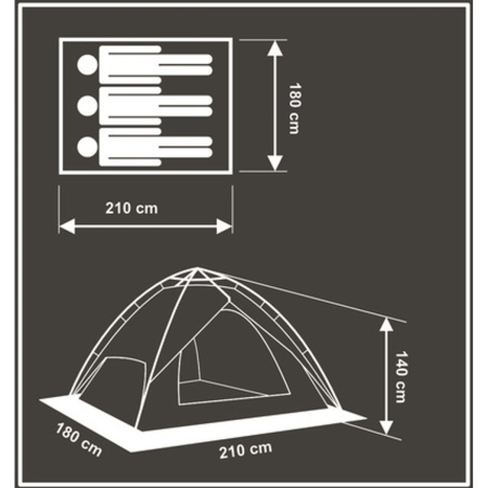 Cort camping 3 persoane, automat cu sistem pop-up, 2 intrari, 2000 mm, 210x180x140 cm, albastru [10]
