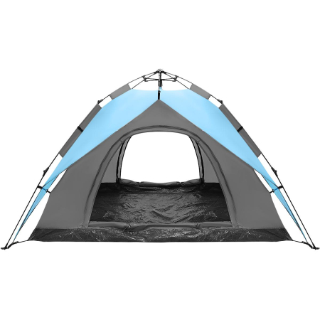 Cort camping 3 persoane, automat cu sistem pop-up, 2 intrari, 2000 mm, 210x180x140 cm, albastru [12]
