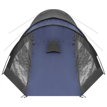 Cort camping 4 persoane cu antreu, impermeabil 3000 mm, 450x210x150 cm, negru si albastru [2]