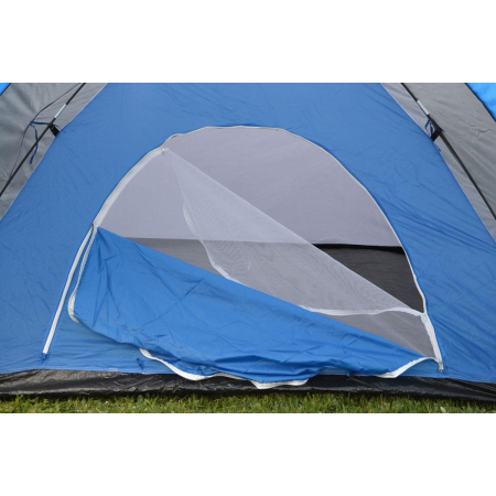 Cort camping 4 persoane cu antreu, impermeabil 3000 mm, 450x210x150 cm, negru si albastru [8]