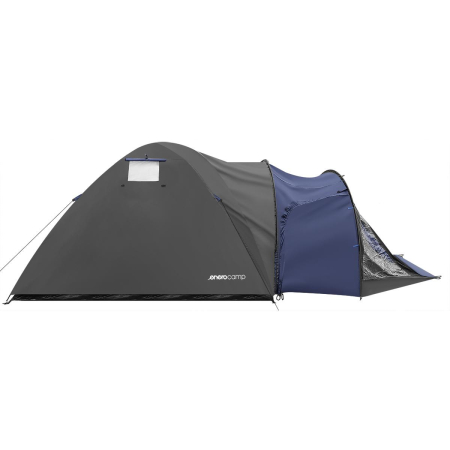 Cort camping 4 persoane cu antreu, impermeabil 3000 mm, 450x210x150 cm, negru si albastru [3]