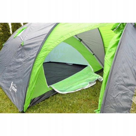Cort camping 4 persoane cu antreu, impermeabil 3000 mm, 450x210x150 cm, negru si verde [5]