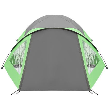 Cort camping 4 persoane cu antreu, protectie UV, impermeabil 3000 mm, 330x250x105 cm, gri [17]