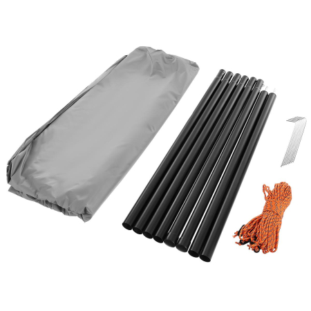 Cort camping 4 persoane cu antreu, protectie UV, impermeabil 3000 mm, 330x250x105 cm, gri [12]
