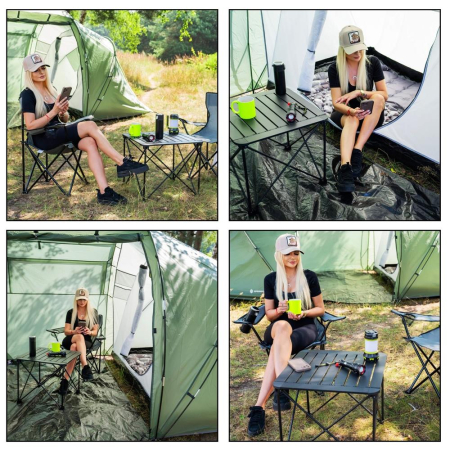 Cort camping, impemeabil, 2 camere + hol, 4 locuri, 460x200x245cm, verde [33]