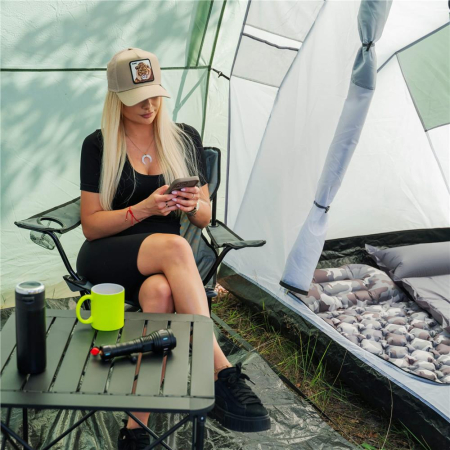 Cort camping, impemeabil, 2 camere + hol, 4 locuri, 460x200x245cm, verde [25]