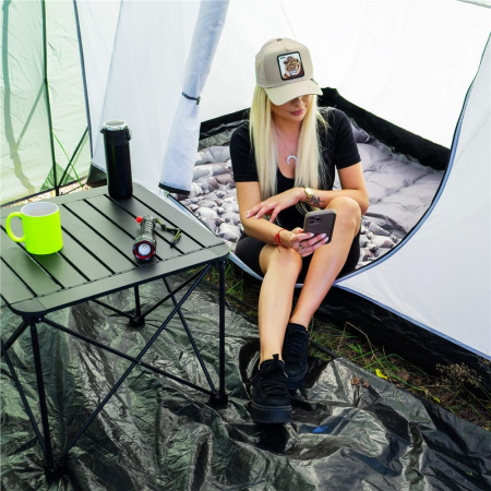 Cort camping, impemeabil, 2 camere + hol, 4 locuri, 460x200x245cm, verde [26]