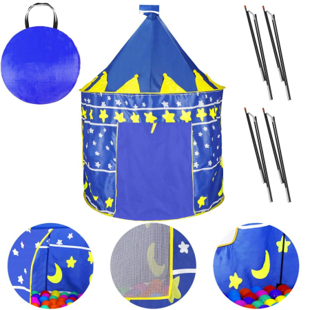 Cort Castel de joaca pentru copii, pliabil, 100x140 cm, albastru [4]