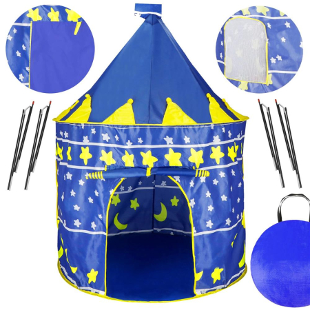 Cort Castel de joaca pentru copii, pliabil, 100x140 cm, albastru [14]