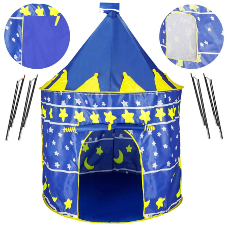 Cort Castel de joaca pentru copii, pliabil, 100x140 cm, albastru [3]