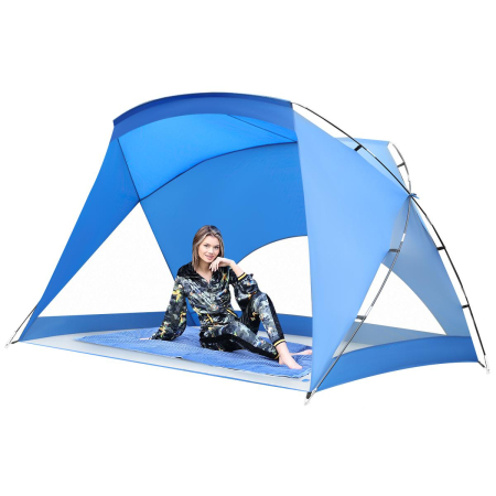 Cort plaja pentru 4 persoane, cu podea, protectie UV, 273x195x177 cm, albastru [1]