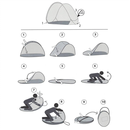 Cort plaja si picnic semi-deschis Sersimo, protectie UV, 150x120x110cm, albastru [3]