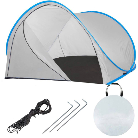 Cort plaja si picnic semi-deschis Sersimo, protectie UV, 200x120x110cm, gri [18]