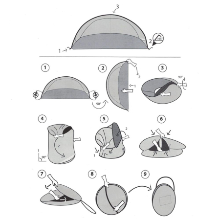 Cort plaja si picnic semi-deschis Sersimo, protectie UV, 200x120x110cm, gri [16]