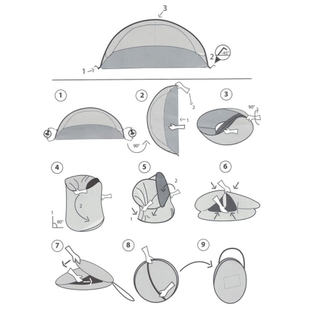 Cort plaja si picnic semi-deschis Sersimo, protectie UV, 200x120x110cm, portocaliu [7]