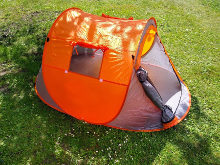 Cort plaja si picnic Sersimo, protectie UV, 210x130x90 cm, portocaliu gri [6]