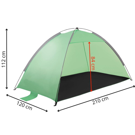 Cort plaja XXL semi-inchis cu protectie UV, podea izolanta, 210x120x112 cm, verde [14]