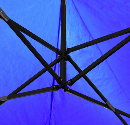 Cort tip pavilion cu 3 pereti laterali, structura solida otel si acoperis impermeabil PVC, 3x3 m cu inaltime reglabila, albastru [3]