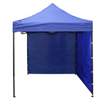 Cort tip pavilion cu 3 pereti laterali, structura solida otel si acoperis impermeabil PVC, 3x3 m cu inaltime reglabila, albastru [5]