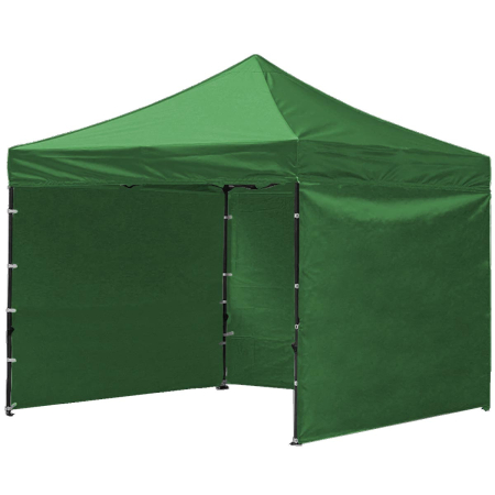 UMBRIRE - Cort tip pavilion cu 3 pereti laterali, structura solida otel si acoperis impermeabil PVC, 3x3 m cu inaltime reglabila, verde