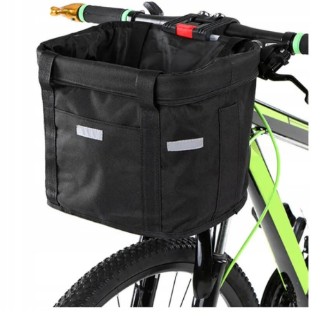 Cos bicicleta fata 34x24x25 cm, aluminiu si material textil, sistem click, cu husa ploaie, negru [12]