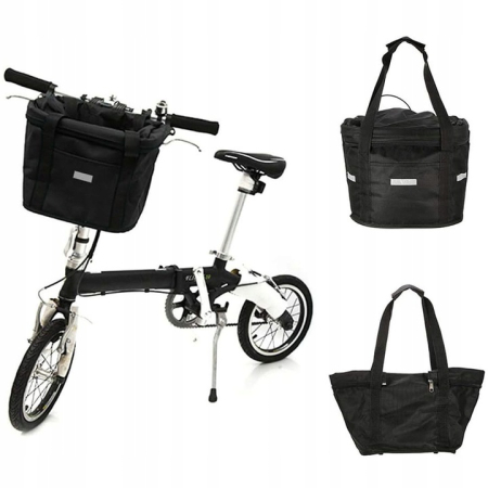Cos bicicleta fata 34x24x25 cm, aluminiu si material textil, sistem click, cu husa ploaie, negru [10]