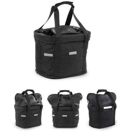 Cos bicicleta fata 34x24x25 cm, aluminiu si material textil, sistem click, cu husa ploaie, negru [7]