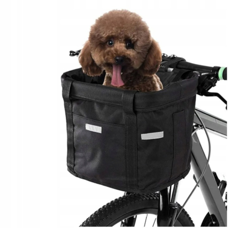 Cos bicicleta fata 34x24x25 cm, aluminiu si material textil, sistem click, cu husa ploaie, negru [11]