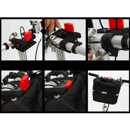 Cos bicicleta fata 34x24x25 cm, aluminiu si material textil, sistem click, cu husa ploaie, negru [9]