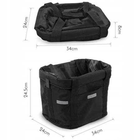 Cos bicicleta fata 34x24x25 cm, aluminiu si material textil, sistem click, cu husa ploaie, negru [5]