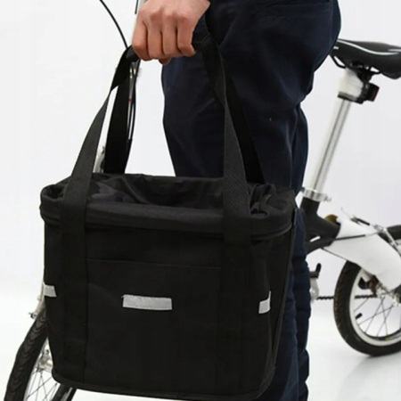 Cos bicicleta fata 34x24x25 cm, aluminiu si material textil, sistem click, cu husa ploaie, negru [6]