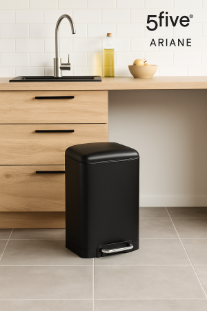 Cos de gunoi 5Five Ariane 20L, cu pedala si inchidere lenta, otel inoxidabil, 30x30x53 cm, negru [2]