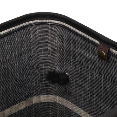 Cos de rufe din bambus cu capac, 2 compartimente, sac detasabil, volum 100L, 54x34x60cm, negru [16]