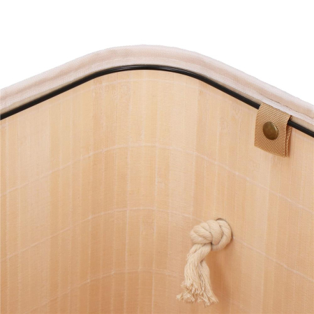 Cos de rufe din bambus cu capac, 2 compartimente, sac detasabil, volum 100L, 54x35x60cm, alb [5]