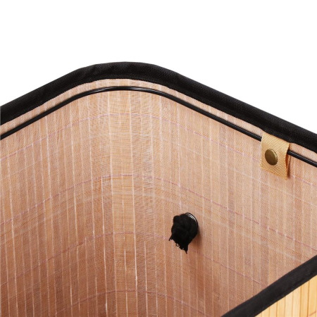 Cos de rufe din bambus cu capac, sac detasabil, volum 72L, 42x33x60cm, maro [14]