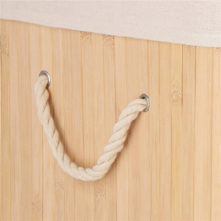 Cos de rufe din bambus, pliabil, cu captuseala detasabila lavabila, 3 compartimente, 150L, 63x42x62cm, maro [7]