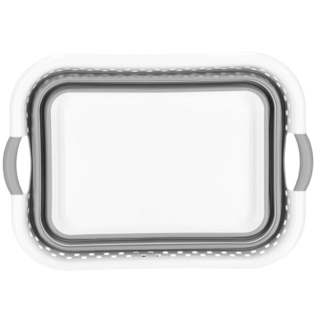 Cos de rufe pliabil tip lighean, cu manere, din plastic si silicon, 53x38x24cm, 24litri, gri [5]