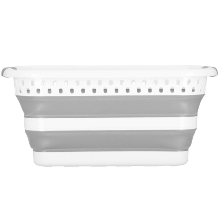 Cos de rufe pliabil tip lighean, cu manere, din plastic si silicon, 53x38x24cm, 24litri, gri [14]