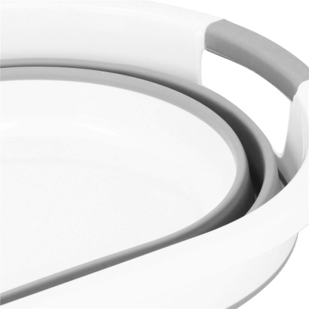 Cos de rufe pliabil tip lighean, cu manere, din plastic si silicon, 54x38x23cm, 24litri, gri [9]