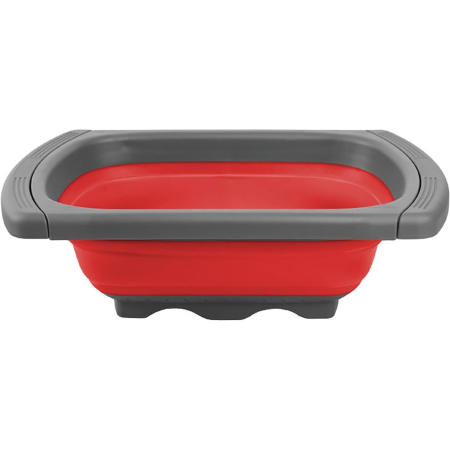 Cos de Scurgere Retractabil pentru Chiuveta, , cu Filtru, pentru Fructe si Legume, de Uz Casnic, 39x12 cm, Design Extensibil pana la 61 cm, cu Manere de Prindere, Rosu [3]