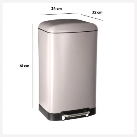 Cos gunoi cu pedala 30L 5Five Ariane, forma rotunda, otel inoxidabil si PP, 34x30,5x61 cm, taupe [4]
