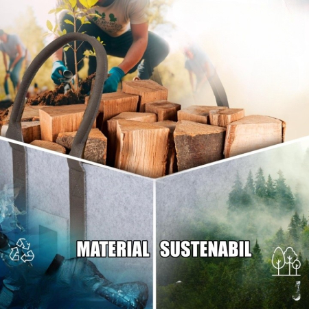 Cos Multifunctional pentru Rufe Murdare, Cos Depozitare, , Gri, 50x34x32, Geanta Durabila pentru Lemne si Accesorii [3]