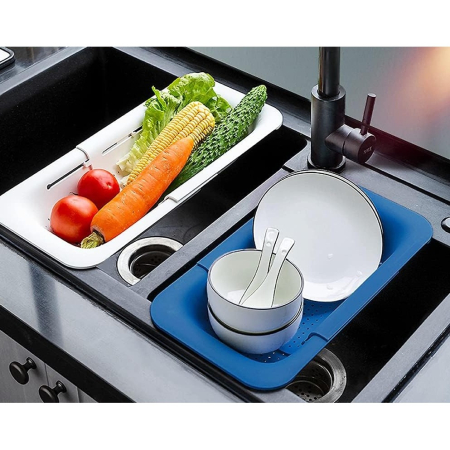 Cos pentru Scurgere Chiuveta de Bucatarie, , Plastic, Telescopic, 36x20x5 cm, Albastru [2]