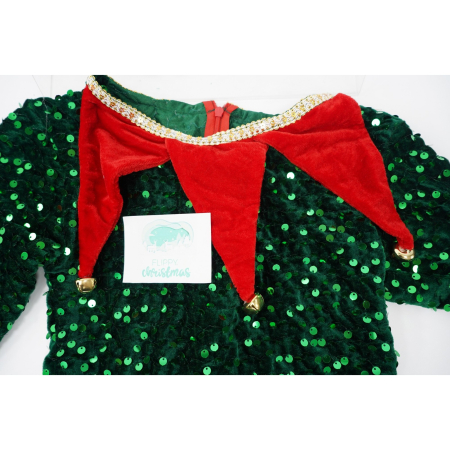 Costum Craciun, , Spiridus, rosu-verde, 7 - 9 ani, catifea [2]