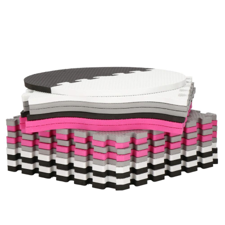 Covor din spuma pentru copii, tip puzzle forme, 34 piese, termoizolant, 120×120 cm, gri roz [15]