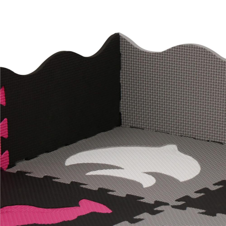 Covor din spuma pentru copii, tip puzzle forme, 34 piese, termoizolant, 120×120 cm, gri roz [11]