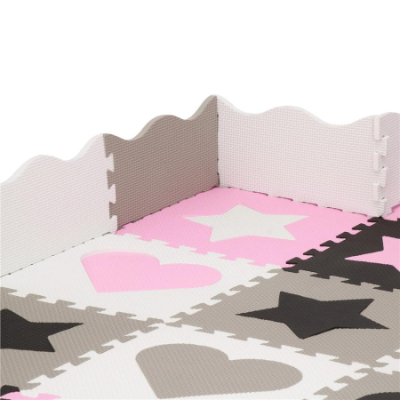 Covor din spuma pentru copii, tip puzzle forme, 52 piese, termoizolant, 150x150 cm, gri roz [11]