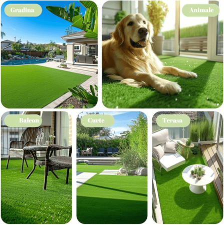 Covor Iarba Artificiala, Tip Gazon, Verde, 30 mm, 10 mp, 200×500 cm [8]