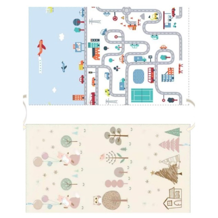 ✨TOATE PRODUSELE✨ - Covoras de Joaca pentru Copii Termic cu 2 Fete, , Model Vulpi si Pista de Masini, cu Spuma, Impermeabil, Antiderapant, 200cm x 180cm x 0.8cm